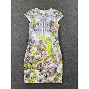 Ted Baker London Dress Womens 4 Floral Bodycon Sheath Pancha Garden Print